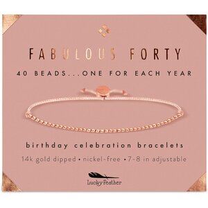 Rose Gold Beaded 14k Gold Dipped Milestone Bracelet for 40th Birthday Women